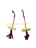 Tibetan Mala Counter Carved White Bone Bell & Vajra Set - Prayer Bead Mala Making Supplies - T256