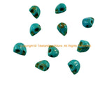 10 BEADS - Blue Turquoise Color Howlite Carved Skull Charm Beads - Skull Beads - Charms, Beads, Findings - B3401B-10