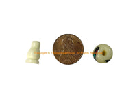 1 SET - Tibetan Inlaid White Bone Guru Bead Set - Tibetan White Bone Guru Bead & Cap - Mala Making Supply - GB90B