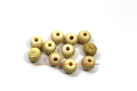 10 BEADS - Melon-Cut Bone Beads - Natural Bone Beads Handmade - Jewelry Making Supplies Beading Bone Beads - LPB203-10