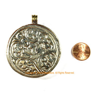 Large Encased Naga Conch Shell Tibetan Pendant Repousse Auspicious Conch - Ethnic Tribal Himalayan One of a Kind Handmade Jewelry- WM7403D
