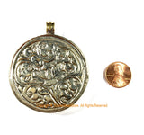 Large Encased Naga Conch Shell Tibetan Pendant Repousse Auspicious Conch - Ethnic Tribal Himalayan One of a Kind Handmade Jewelry- WM7403D