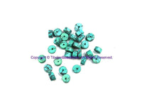 30 BEADS Blue Bone Beads- Handmade Beads Ethnic Blue Bone Beads Tibetan Bead Store - B3216-30