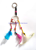 Handmade Dreamcatcher Beaded Charm Keyring Keychain with Colorful Feathers - HC167A16