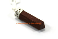 Red Jasper Pendant with Silver Plated Bail Pencil Point Pendant - Small Pencil Point Pendant - Tibetan Red Jasper Point Pendant - WM7310