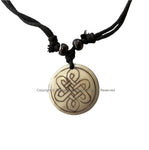 Handmade Tibetan Endless Knot Design Bone Pendant on Adjustable Cord - Yoga Jewelry - HC166AB