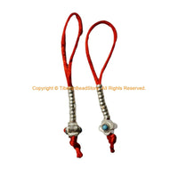 2 COUNTERS - Handmade Floral Tibetan Mala Prayer Beads Counters with Decorative Bead Inlays - Buddhist Mala Counters - T260R