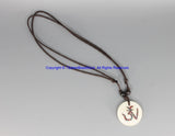 Tibetan OM Mantra Bone Pendant on Adjustable Cord - OHM Aum Om - Ethnic Tribal Handmade Unisex Boho Jewelry - WM7936