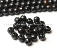 20 BEADS Tibetan Dark Black Brown Bone Beads - 6mm - Tibetan Mala Beads - Mala Making Supplies - LPB77-20