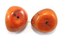 2 BEADS LARGE Tibetan Amber Copal Resin Beads - Ethnic Tibetan Copal Amber Resin Beads - TibetanBeadStore - B3329
