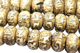 10 BEADS Antiqued Ethnic Naga Conch Shell Beads with Om Mani Mantra Carvings- TibetanBeadStore Tibetan Beads, Pendants, Jewelry- B2800-10