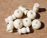 3 SETS - Creamy White Tibetan Guru Bead Sets - 11-13mm - White 3 Hole Guru Beads & Caps - Prayer Mala Making Supply - GB12B-3