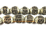 4 BEADS Natural Rudraksh Tibetan Beads with Tibetan Silver Caps - Ethnic Beads - Rudraksha Rudraksh Hindu Meditation Yoga - B3400-4