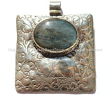 OOAK Tibetan Tribal Style Labradorite Pendant with Repousse Animal & Floral Details - Tibetan Pendant Jewelry - WM5623