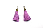 2 TASSELS Light Purple Tassels with Gold Toned Brass Caps - Quality Tassels Boho Tassels Earring Tassels - Craft Tassels - T209-2