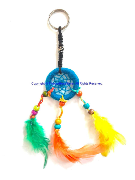 Handmade Dreamcatcher Beaded Charm Keyring Keychain with Colorful Feathers - HC167A14