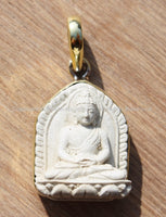White Amitabha Buddha Tibetan Pendant - Amitayus - 19mm x 36mm - Ethnic Nepal Tibetan Artisan Handmade Meditation Yoga Jewelry - WM3668