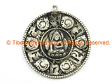 Meditating Lama & OM Mani Mantra Ethnic Nepalese Tibetan Pendant - Antique Finish Focal Tibetan Pendant Lama Pendant - WM7198
