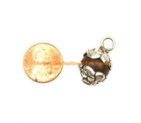 Ethnic Tibetan Old Carnelian Round Charm Pendant with Repousse Carved Tibetan Silver Floral Caps - WM7985J