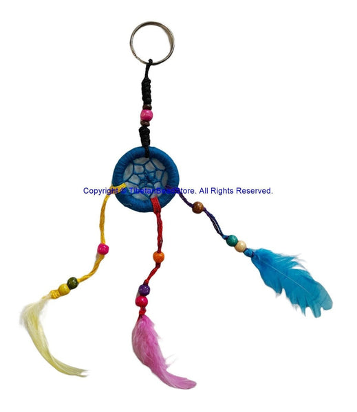 Handmade Dreamcatcher Beaded Charm Keyring Keychain with Colorful Feathers - HC167A19
