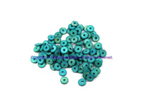 95 BEADS Blue Bone Beads- Handmade Beads Ethnic Bone Beads - Bone Spacer Disc Shaped Beads Tibetan Bead Store - B3228-95