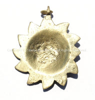 Nepalese Solid Brass Sun Pendant - Handmade Nepal Surya Sun Charm Pendant - WM3994