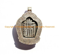 92.5 Sterling Silver Kalachakra Tibetan Ghau Prayer Box Amulet Pendant - Handcrafted Sterling Silver Ghau Prayer Box Pendant - SS2967