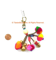 Pom Pom Tassels Tribal Handmade Multi-colored Pom Pom Tassels with Spring Clip - Boho Tassels Bag Accessories Quality Tassels - BK25G