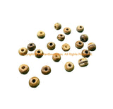 20 BEADS Tibetan Antiqued Bone Beads with Metal Ring Inlays - 8mm-9mm Tibetan Beads - Mala Making Supply - LPB21Z-20