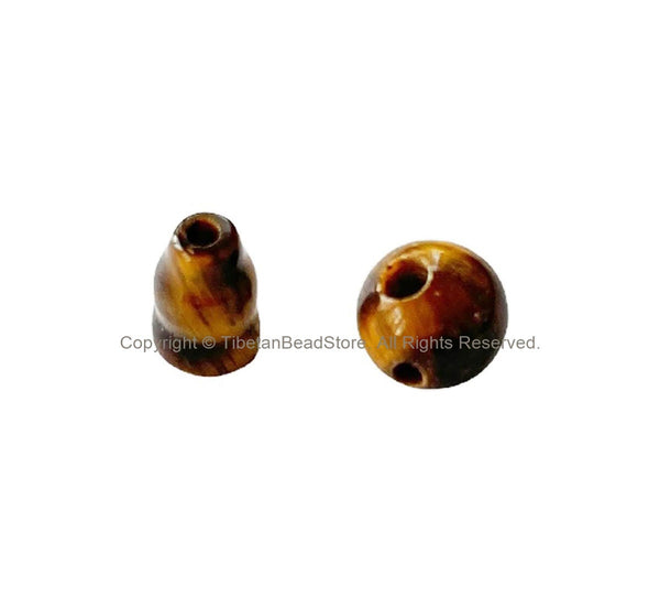 Tigers Eye Guru Bead Set - Tibetan Guru Beads - Mala Making Supply- 3 Hole Guru Bead- Tibetan Tigers Eye Guru Bead Set - GB21S-1