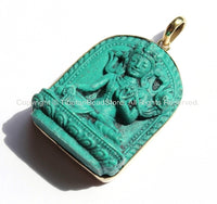 Tibetan Green Chenrezig Buddha Pendant - Chenrezig Avalokiteshvara Buddha - Ethnic Artisan Handmade Yoga Meditation Jewelry - WM3023