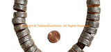 1 BEAD - Tibetan Amber Color Resin Beads with Repousse Tibetan Silver Rings - Ethnic Nepal Tibetan Tribal Beads - B1030B-1