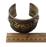 LARGE Handmade Tibetan Vajra & Mantra Cuff Bracelet - UNISEX Tibetan Cuff Bracelet - Tibetan Jewelry - C219