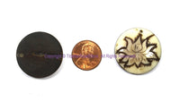 2 PENDANTS Ethnic Tibetan Lotus Flower Design Bone Charm Pendants - Handmade Tribal Floral Bone Pendant- WM7930-3