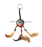 Handmade Dreamcatcher Beaded Charm Keyring Keychain with Colorful Feathers - HC167A6