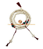 108 beads 8mm Size Tibetan Cream White Mala Prayer Beads with Counters - Tibetan Mala Beads - Meditation Beads Mala Making Supplies - PB224