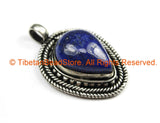 Nepal Tibetan Pendant with Lapis Gemstone Inlay - Handmade Nepal Tibetan Ethnic Jewelry - TibetanBeadStore - WM7248