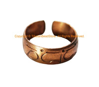 Handmade Tibetan Copper Ring - Adjustable Size - Om Mani Padme Hung - R341
