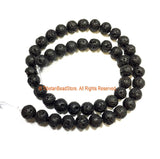 8mm Black Lava Rock Round Beads - 1 STRAND Round Beads - Approx 45 Beads Gemstone Beads Strand - Jewelry Making Bead Supplies - GM94
