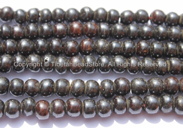 10 BEADS - 8mm Tibetan Black Bone Beads - Tibetan Beads - Mala Making Supplies - LPB79-10