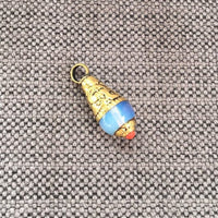 2 CHARMS Ethnic Tribal Tibetan Milky Opalite Drop Charm Pendant with Brass Caps - Small Opalite Drops Handmade Tibetan Jewelry - WM7805B-2