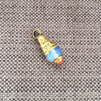 Ethnic Tribal Tibetan Milky Opalite Drop Charm Pendant with Brass Caps - 1 CHARM Small Opalite Drops - Handmade Tibetan Jewelry - WM7805B-1
