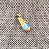 2 CHARMS Ethnic Tribal Tibetan Milky Opalite Drop Charm Pendant with Brass Caps - Small Opalite Drops Handmade Tibetan Jewelry - WM7805B-2
