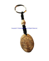 Lotus Design Oval Carved Handmade Keychain Keyring - KC89