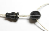 10 SETS - Tibetan Dark Black Bone Guru Bead Sets - 11-13mm - Black Bone 3 Hole Guru Beads & Caps - Prayer Beads Mala Supplies- GB45-10