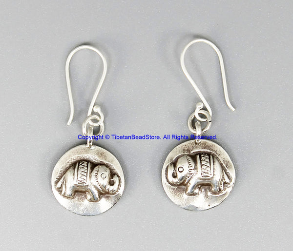 Beautiful Handmade Ethnic Tribal Silver Small Elephant Design Earrings - Handmade Real Sterling Silver Jewelry - SS8050