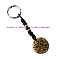 Ethnic Handmade Carved Om Mani Mantra Lotus Yin Yang Design Keychain Keyring - Handmade Ethnic Keychains - KC96