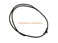 Black Handwoven Cord Adjustable Necklace - 3mm Thick Cord 28" Necklace - Unisex Boho Surfer Jewelry Cord Choker - © TibetanBeadStore - BK27