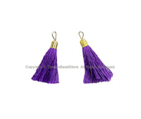 2 TASSELS Purple Tassels with Gold Toned Brass Caps - Quality Tassels Boho Mala Tassels Earring Tassels - Craft Tassels - T206-2