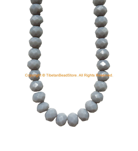 Faceted Rondelle Grey Gray Jade Gemstone Beads 4mm x 6mm Size Beads - Gemstone Beads Strand - Spacer Beads Gemstone Beads - GS37